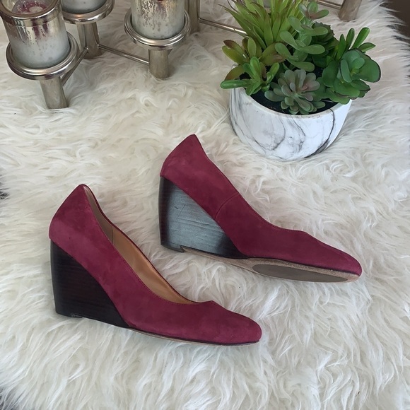 Cole Haan Women’s Marit Wedge pink/purple suede wedge pumps size 8.5 - Picture 3 of 12